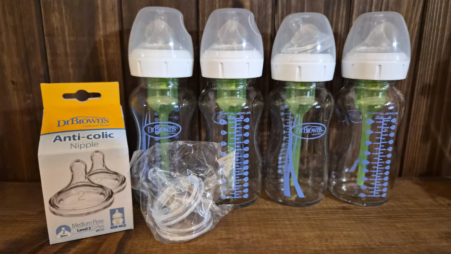 Dr. Brown's Wide-Neck Bottles and Level 1,2,3 Nipples
