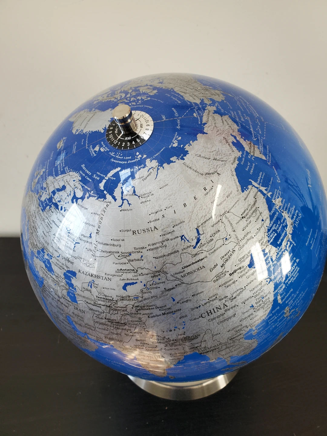 Blue and Silver Decorative World Globe - photo 2