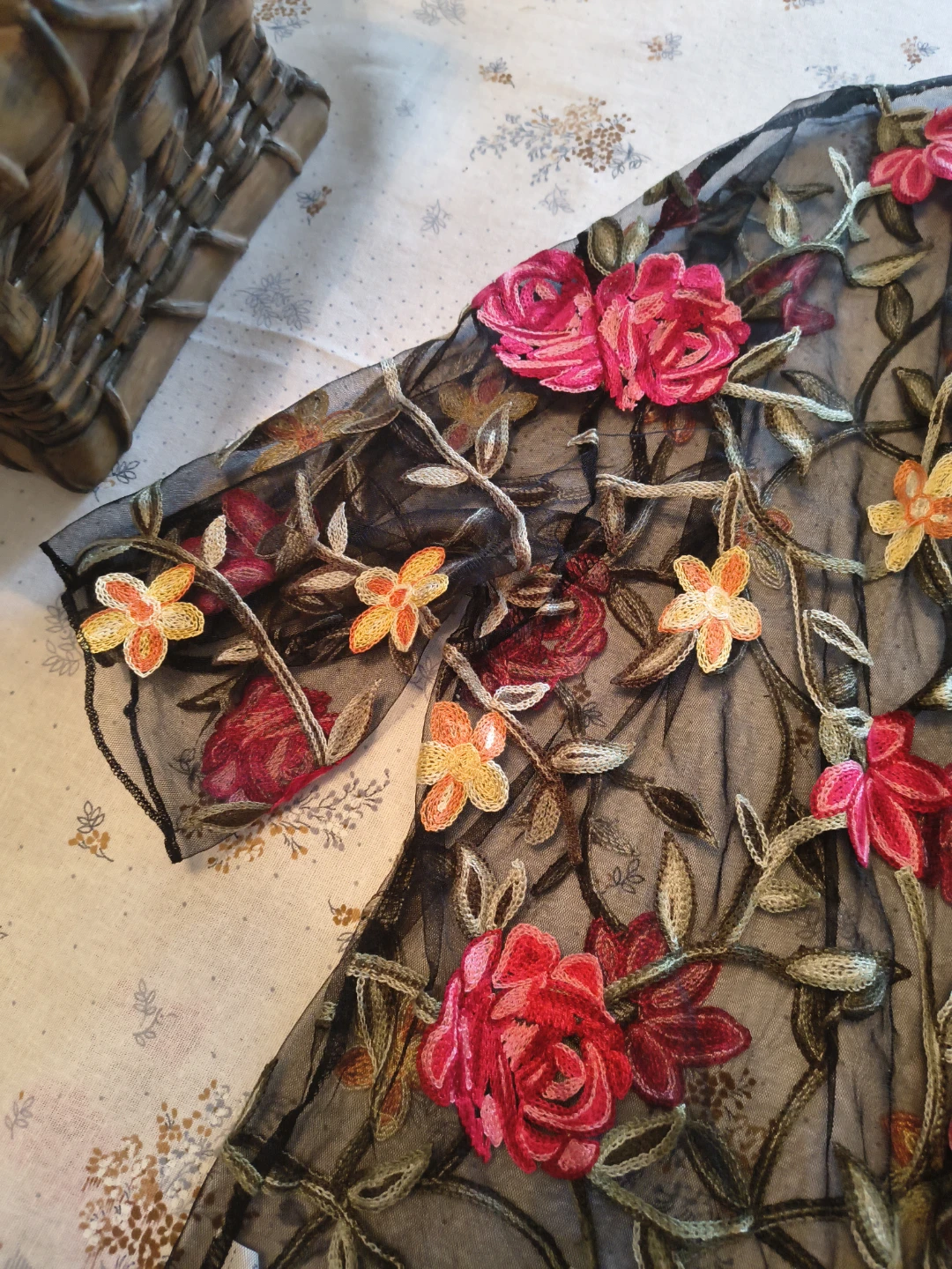 Black Floral Embroidered Sheer Cardigan - photo 4