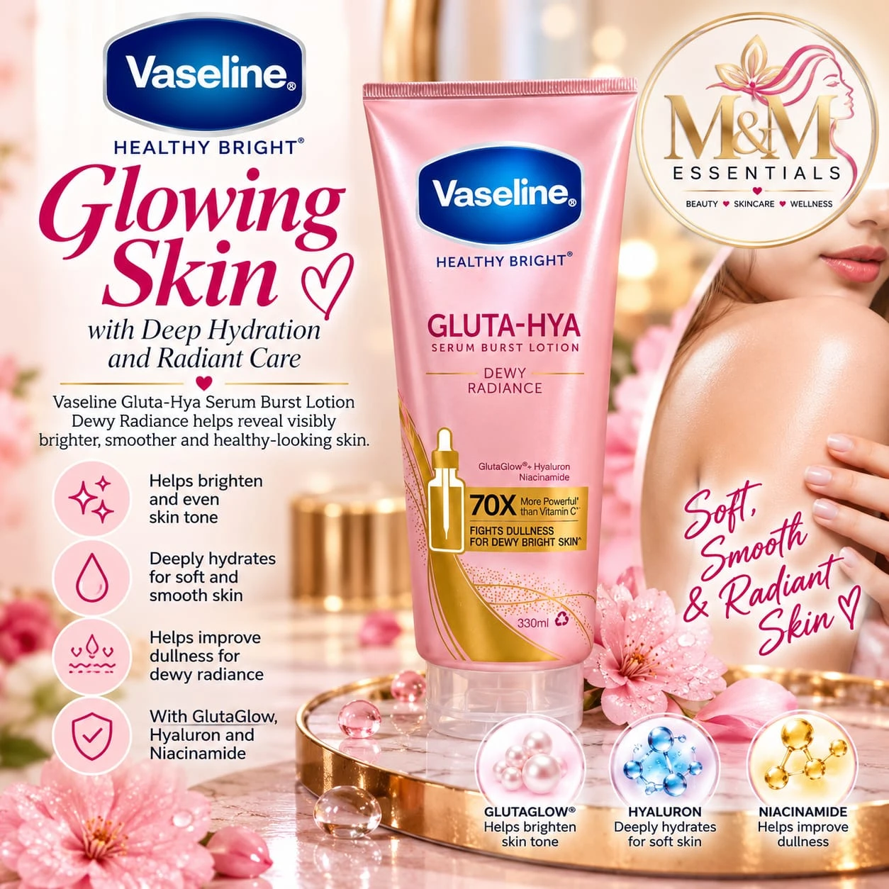 Vaseline Healthy Bright Gluta-Hya Dewy Radiance 330ml