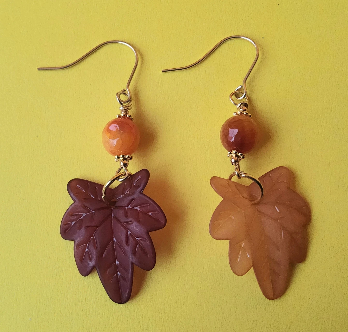 Handmade, hypo-allergenic Autumn Leaf Dangle Earrings