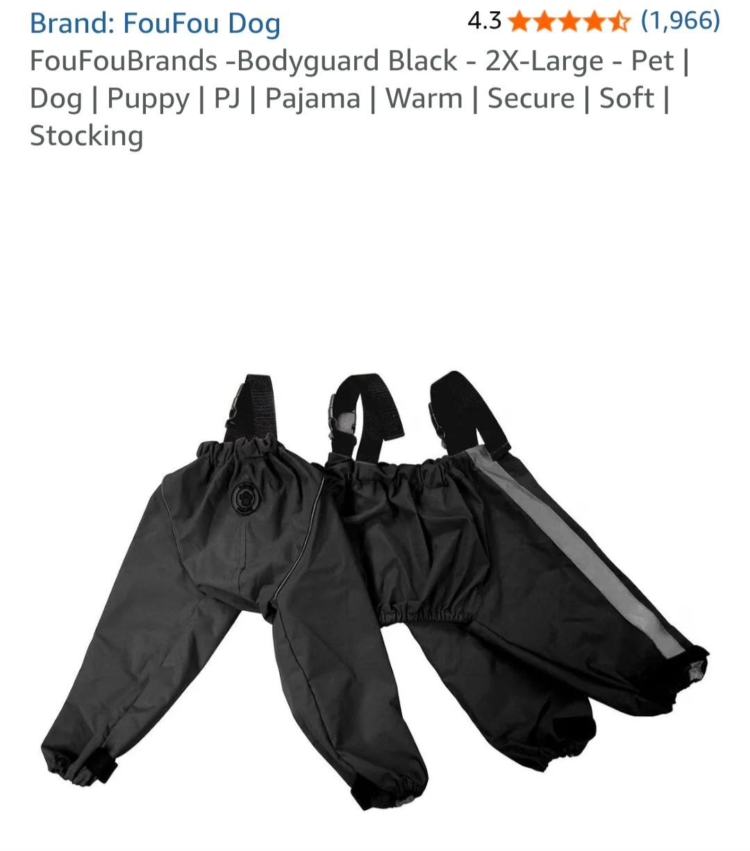 FouFou Dog Bodyguard Black Pants - 2X-Large