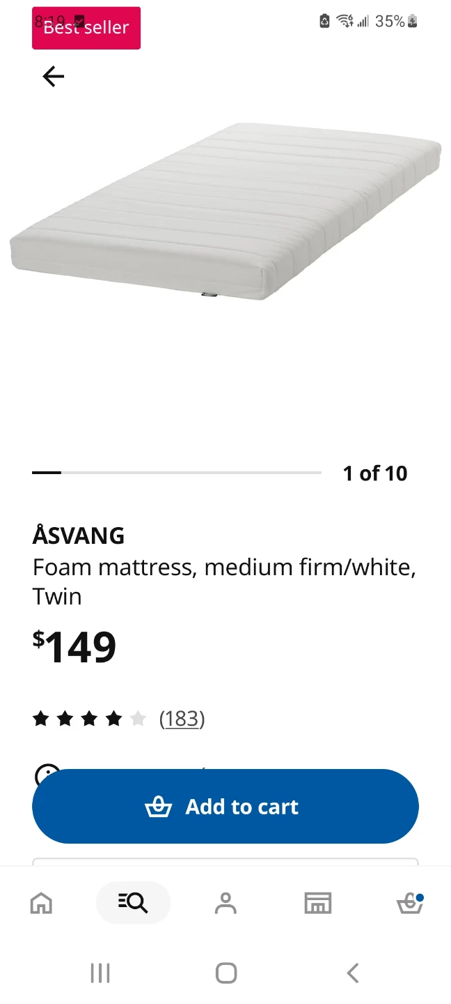IKEA ASVANG Foam Mattress, Twin