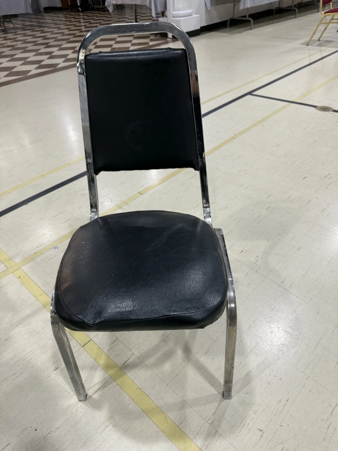 Stackable Banquet Chairs black and brown vinyl chairs