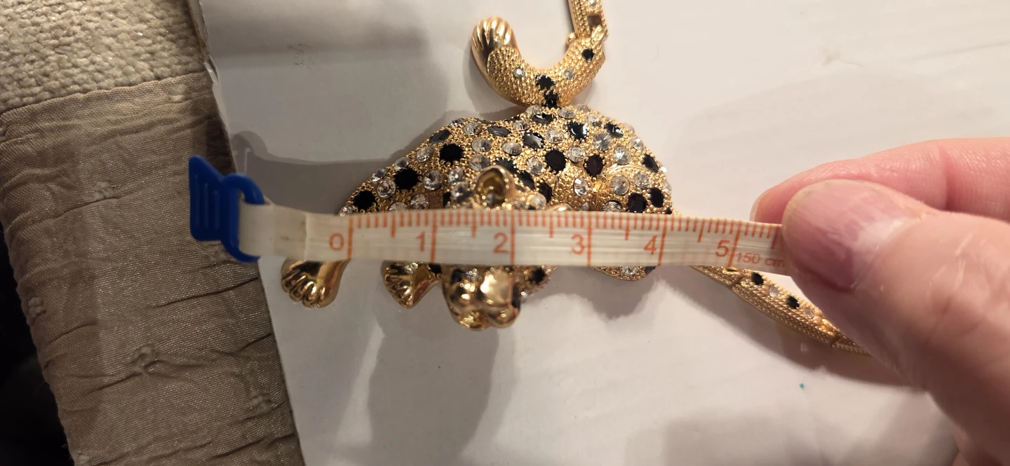 Gold-tone Leopard Crystal Necklace and Earring Set - photo 5