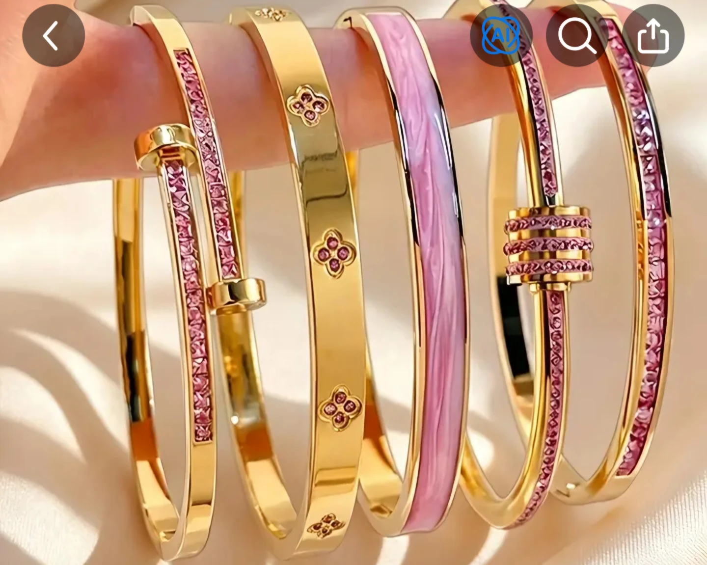 ✨️Stunning GP Pink Rhinestone and Enamel Bangle Set
