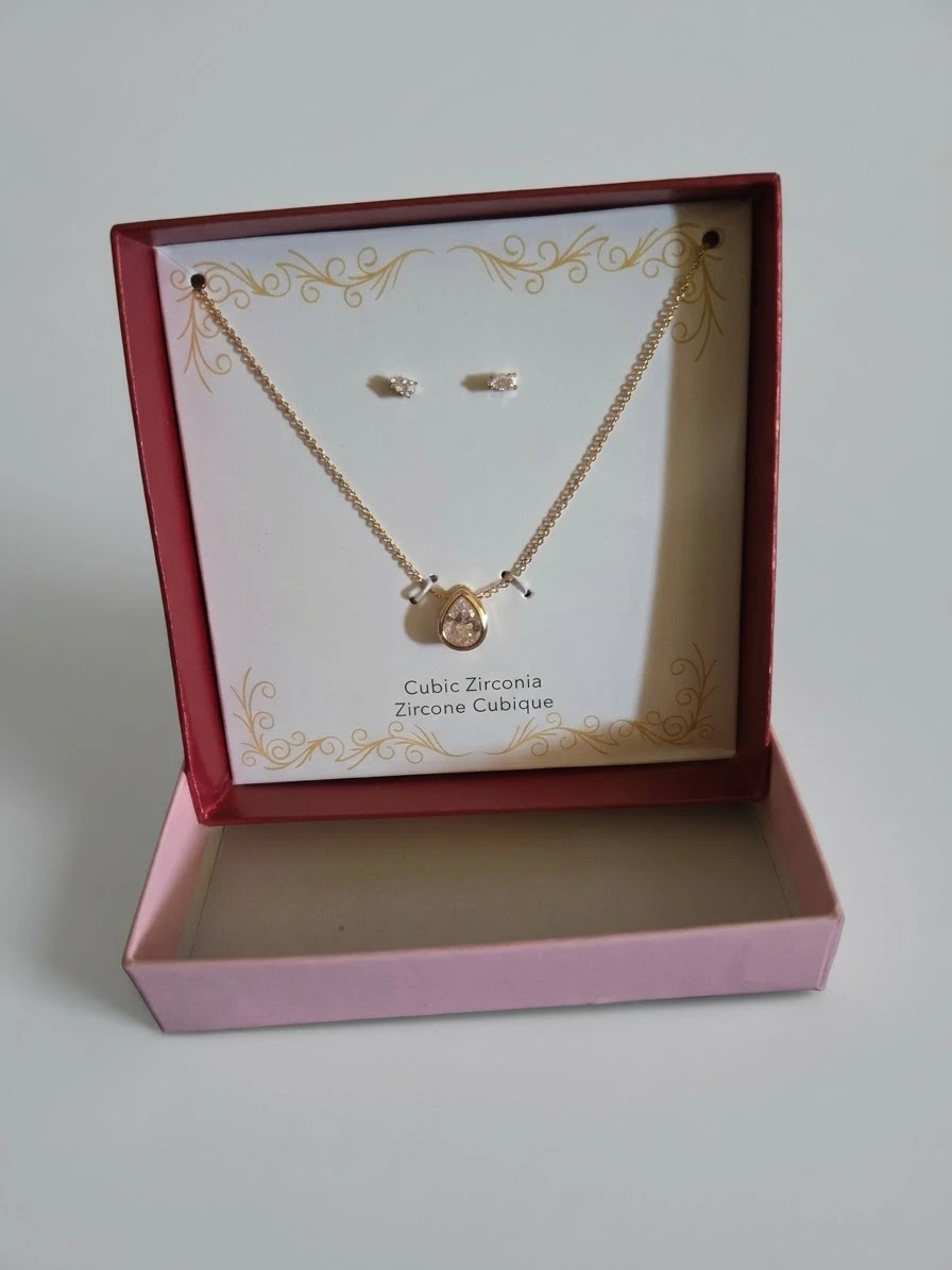 Cubic Zirconia Necklace and Earring Set