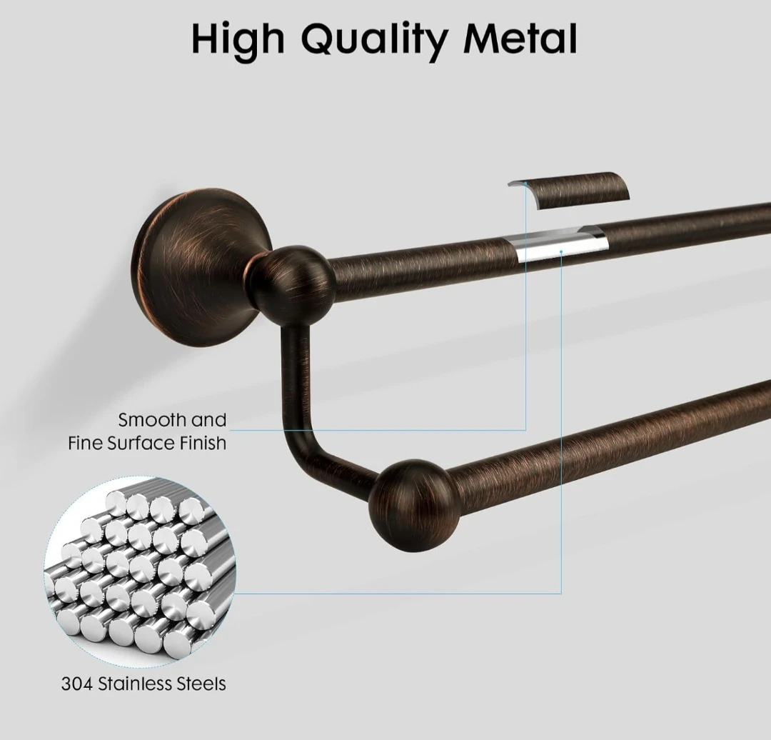Ntipox Double Towel Bar, Bronze - photo 5