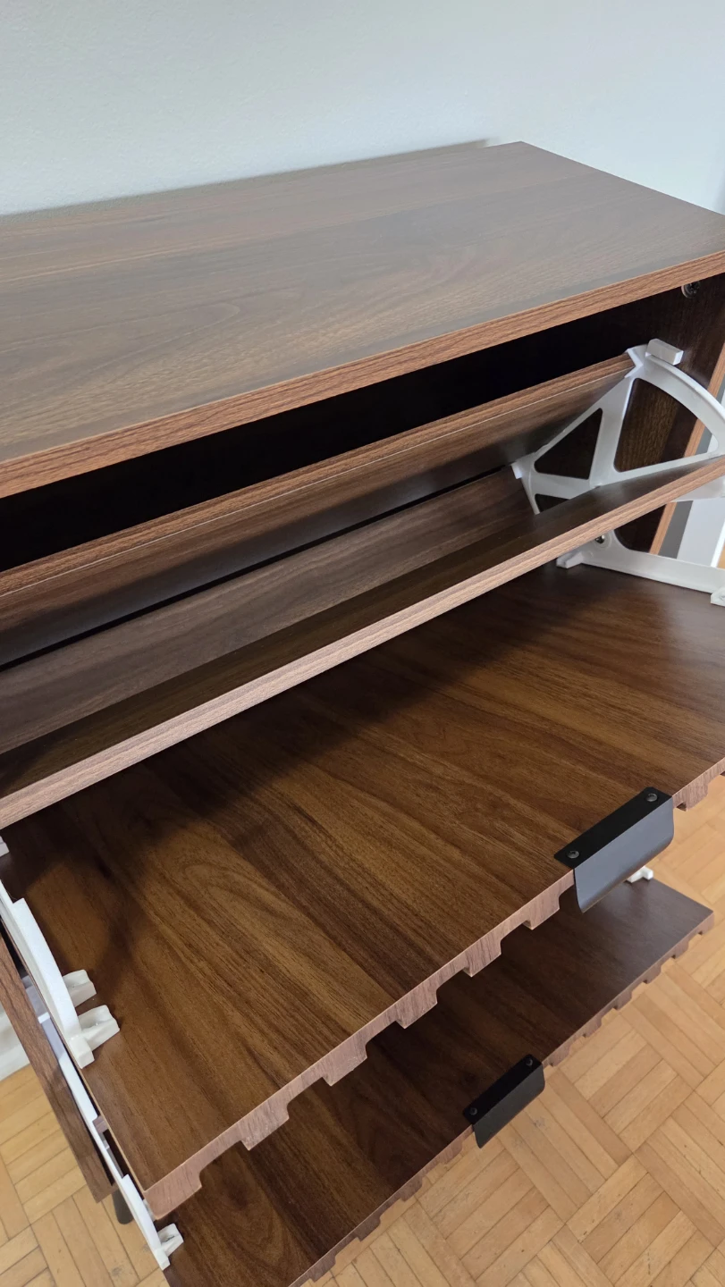 Walnut Shoe Storage Cabinet Storage with 2 Flip Drawers *new - photo 5