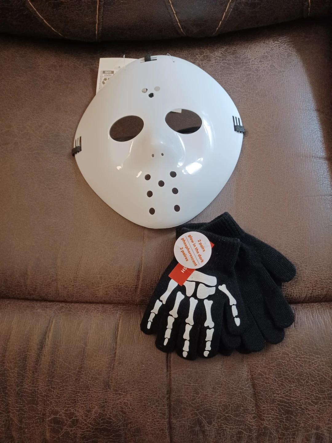 Halloween Hockey Mask and Skeleton Gloves Set