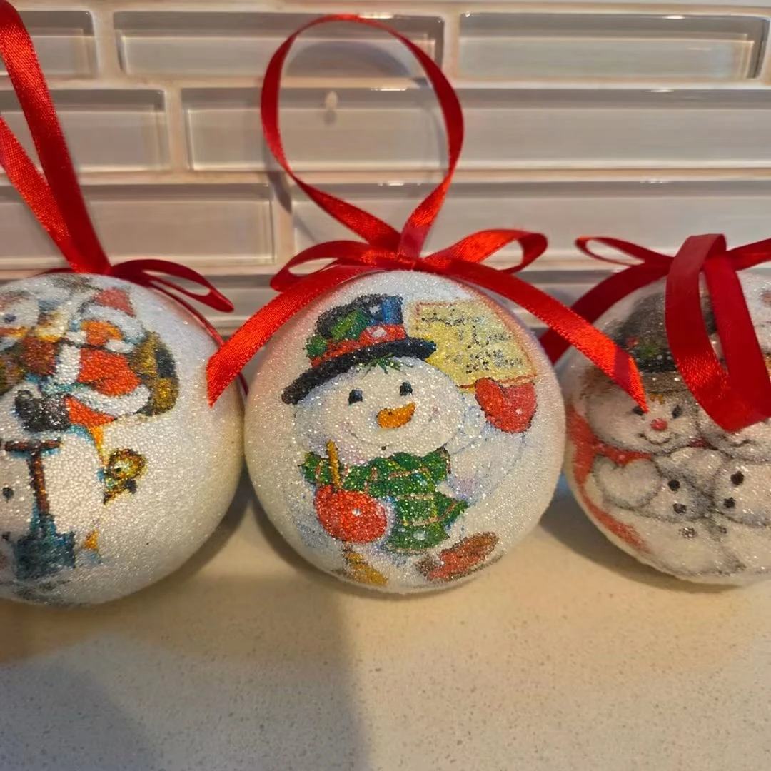 Set of 6 Glitter Snowman Christmas Ornaments - photo 2