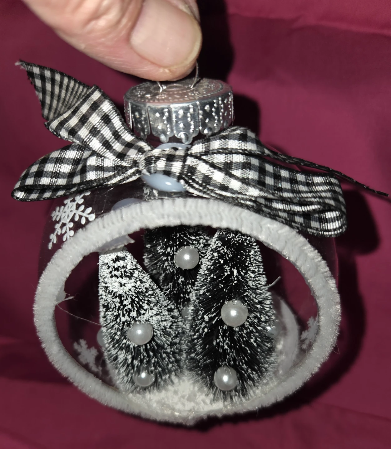 Clear Christmas Ornament with Miniature Trees - photo 3