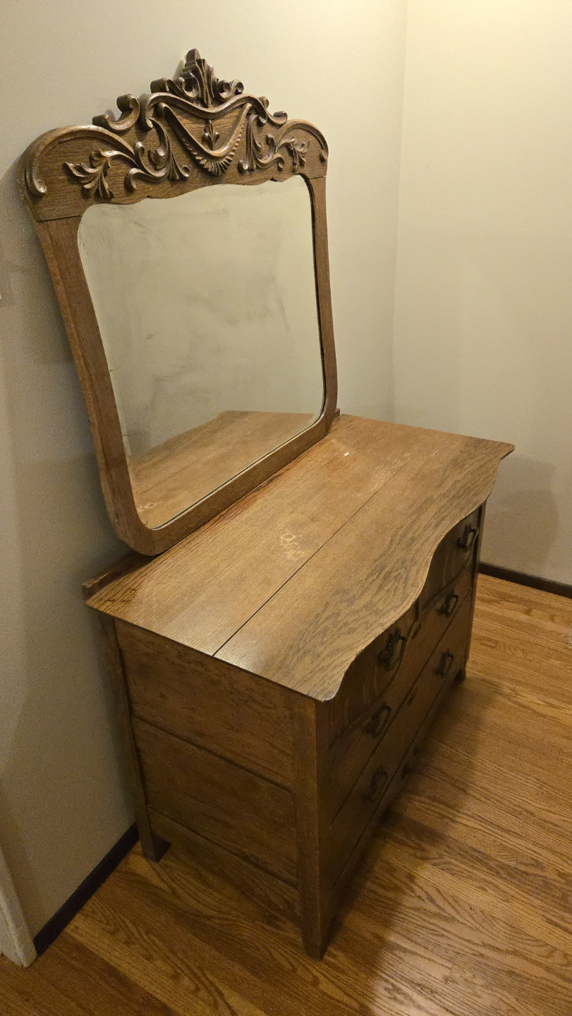 Vintage Oak Dresser with Mirror