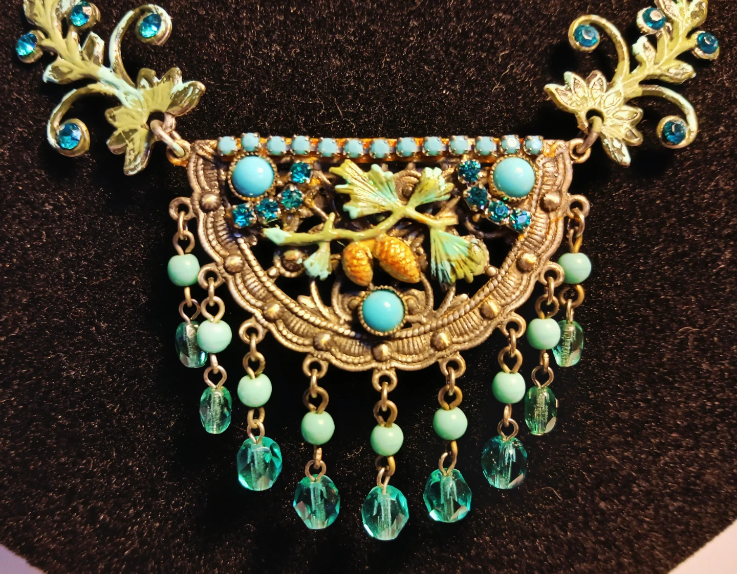 Vintage-Style Turquoise and Teal Bead Necklace and Earring Set - photo 5