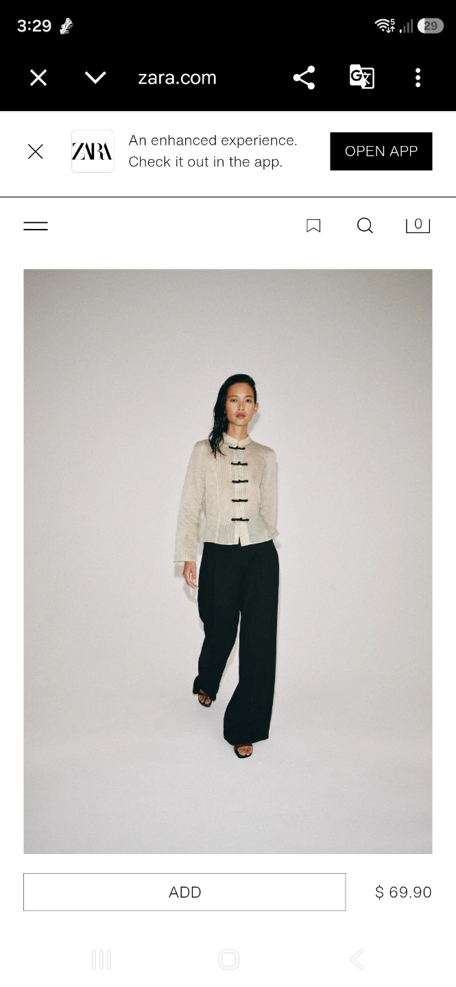 Zara style Striped Mandarin Collar Blouse