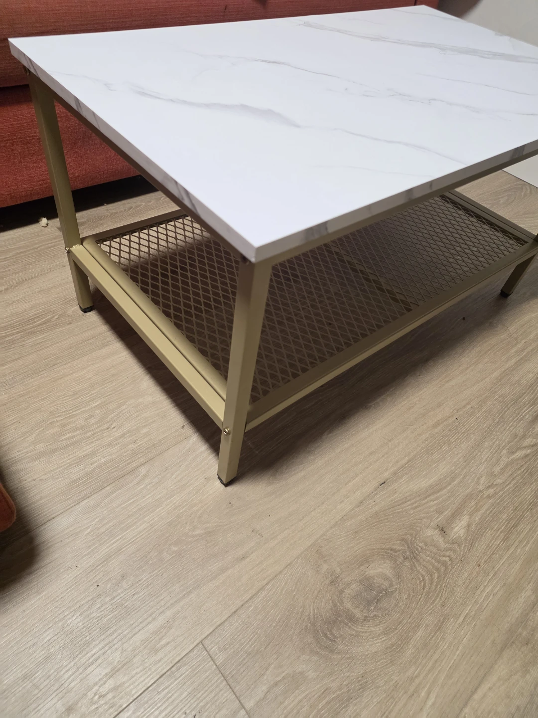 Faux Marble Coffee Table with Gold Metal Frame - photo 3