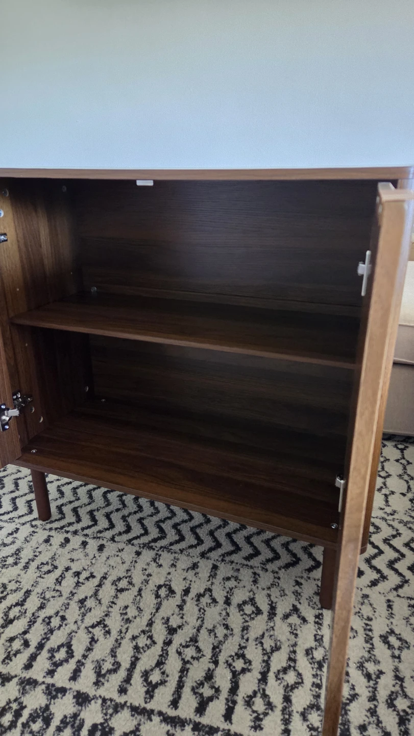 Mid-Century Walnut Storage Cabinet w/ 2 Shelves *new - photo 3