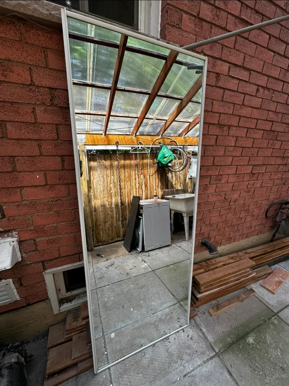 Full Length White Framed Mirror