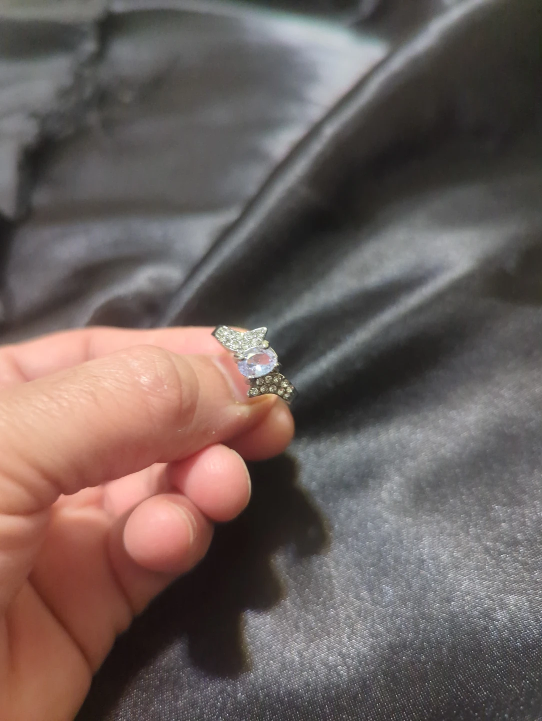 Silver-Tone CZ Crystal Ring
