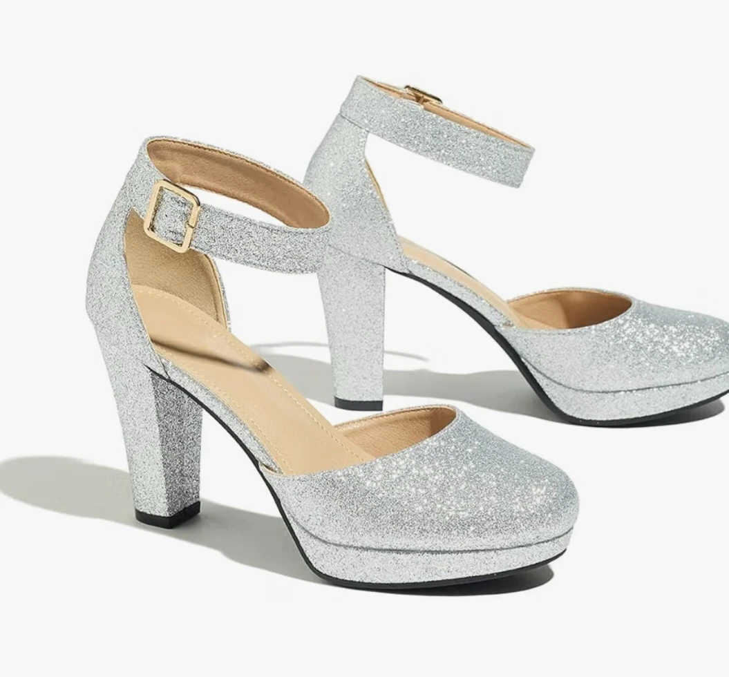 Silver Glitter High Heels – New - photo 3