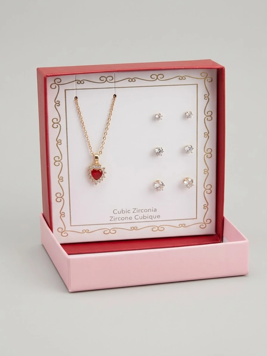Cubic Zirconia Necklace and Earring Set