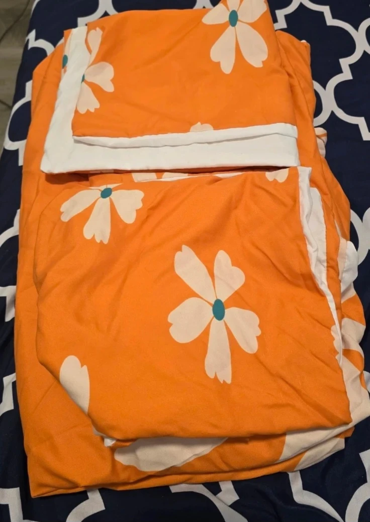 Orange Floral Bedding Set