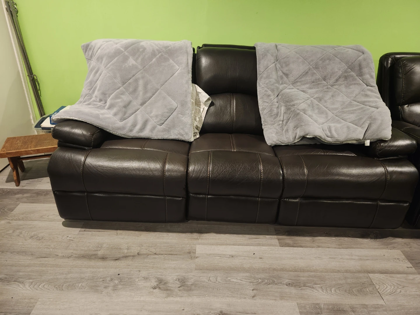 6-Seat Dark Brown Leather Reclining Sectional Sofa
