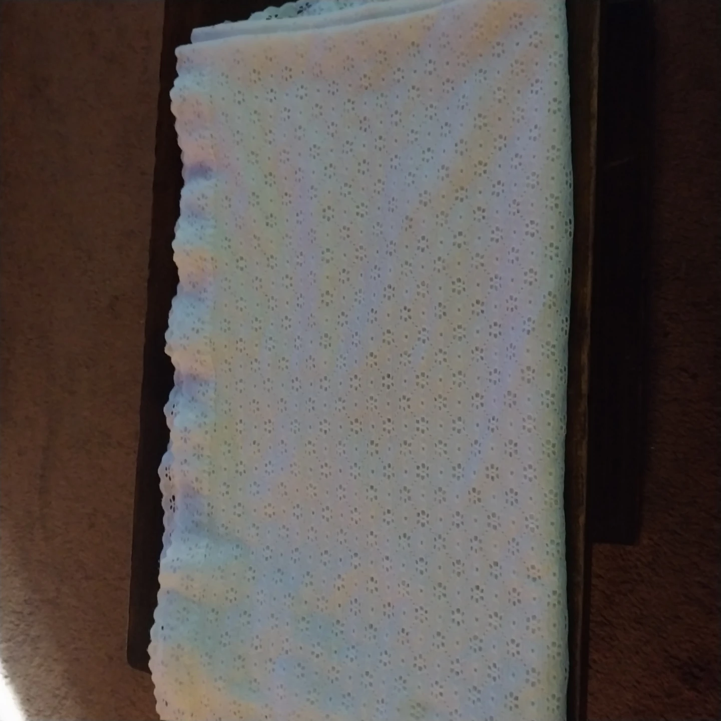 White Eyelet Fabric  Tablecloth