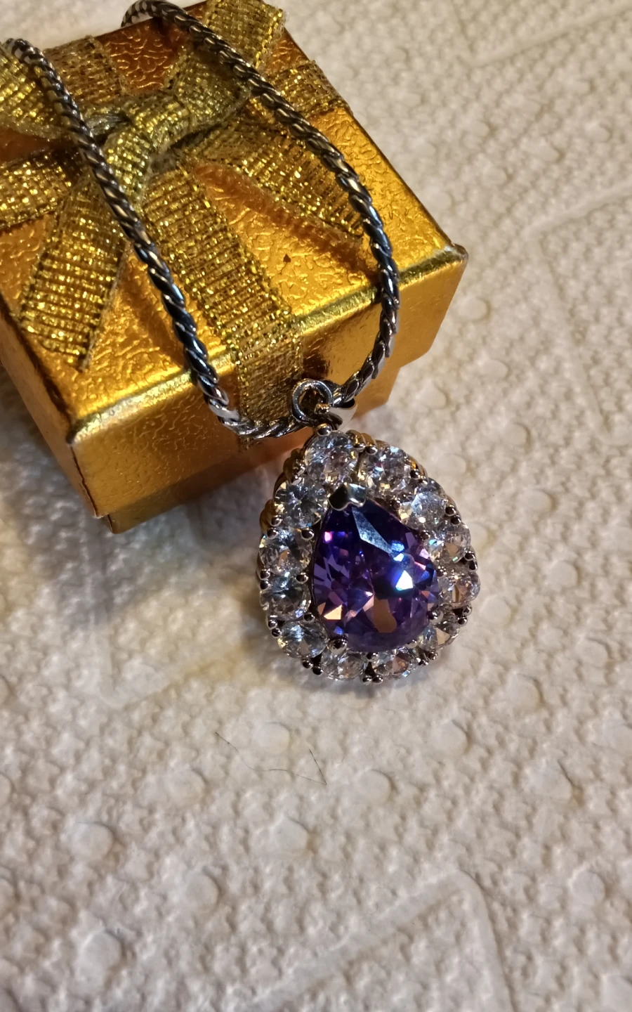 Vintage 18KGP Violet Crystalline Teardrop - photo 2