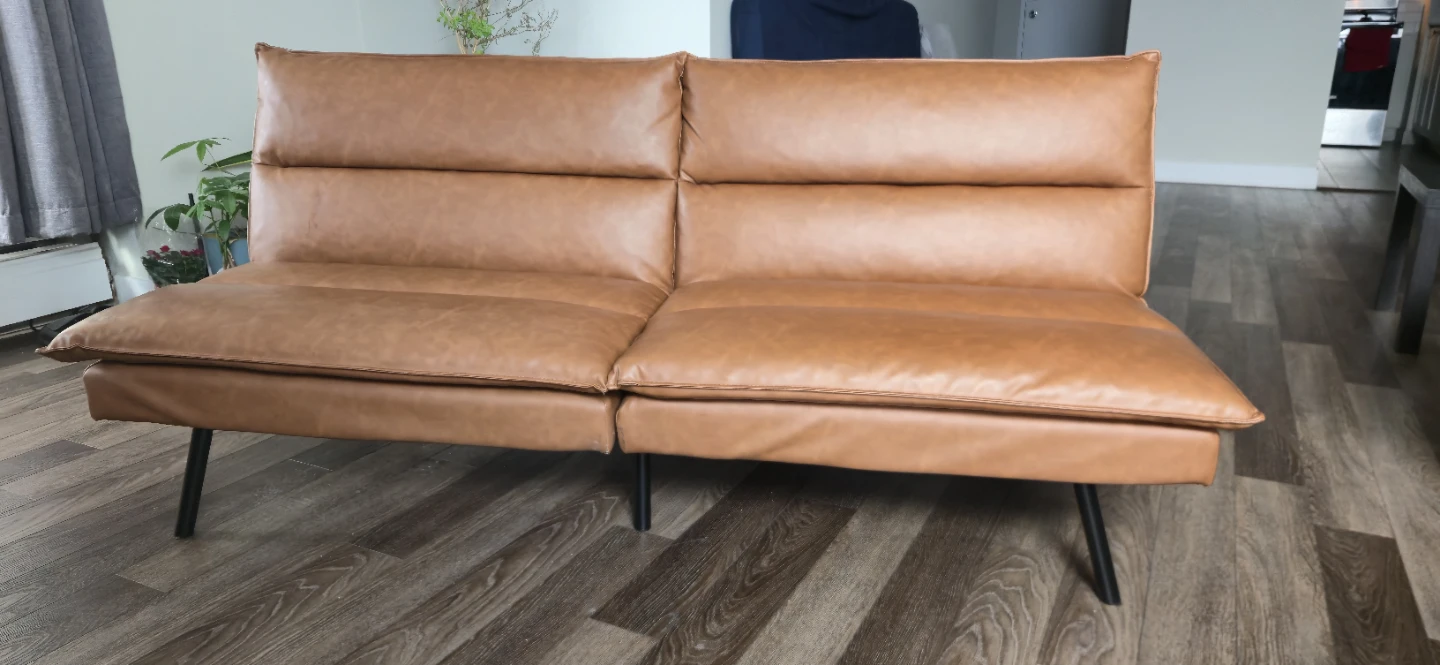 Tan Leather Convertible Sofa Bed