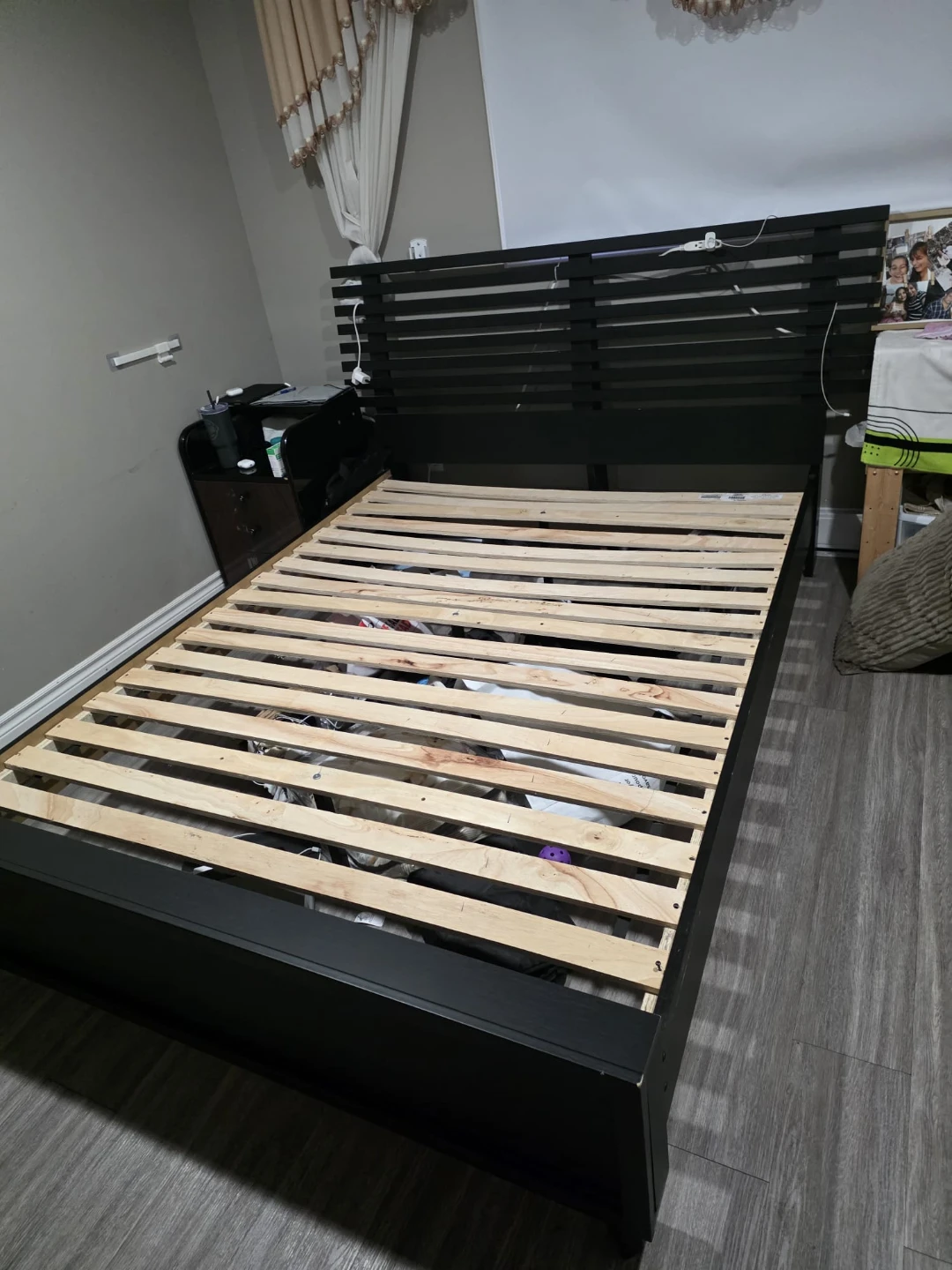 Black Wooden Bed Frame plus mattress - photo 4