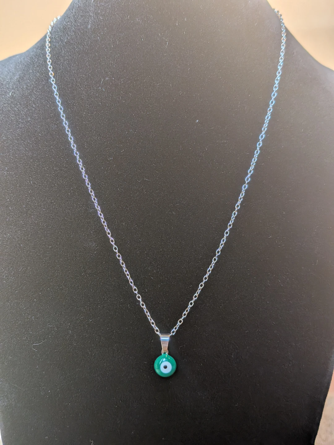 Dainty Green Evil Eye Pendant Necklace - photo 2
