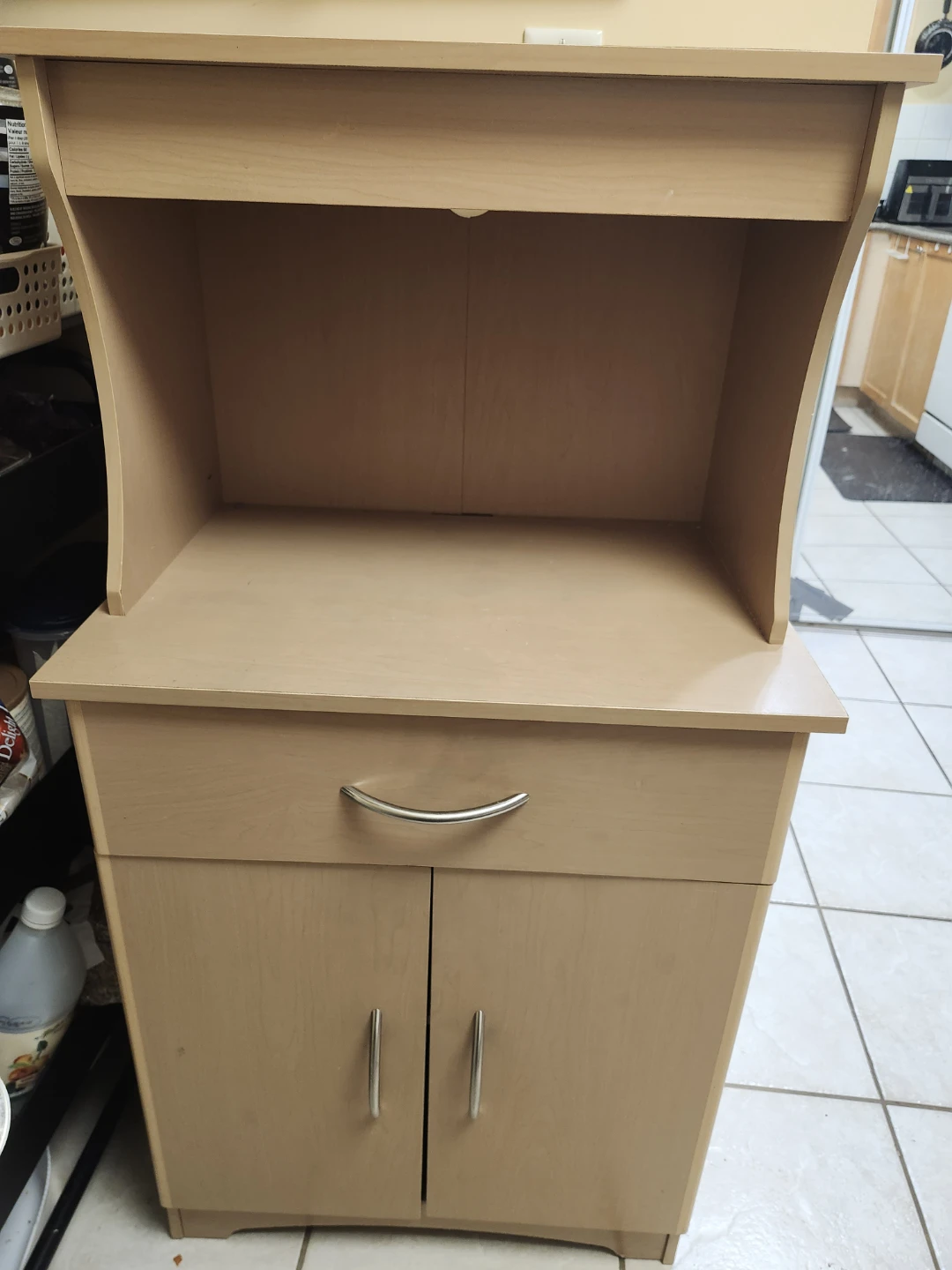 Light Wood Kitchen Hutch Storage Unit