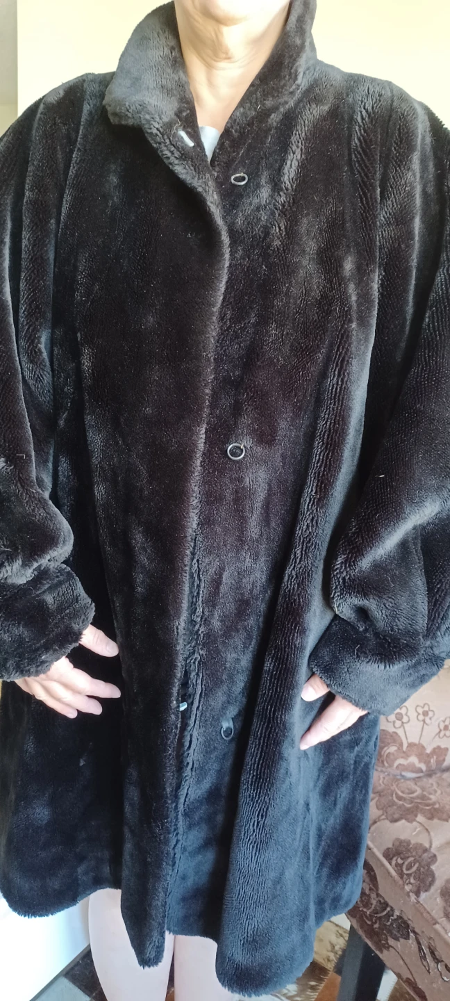 Black faux fur coat