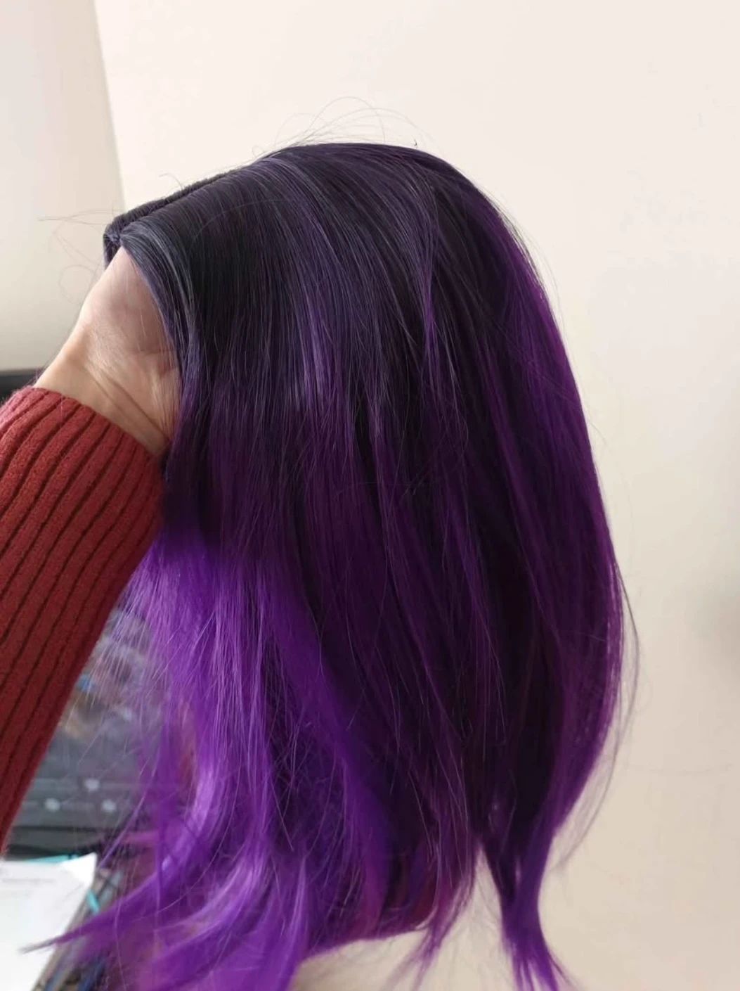 ​🔮 Vibrant Purple Ombre Bob Wig / Dark to Purple Synthetic Wig - photo 3