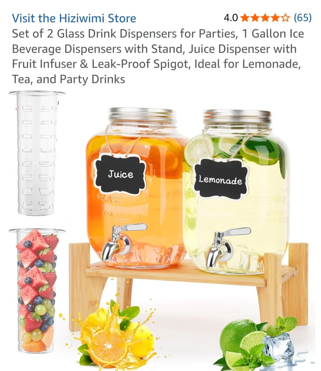 Set of 2 Glass Drink Dispensers – New! - photo 3