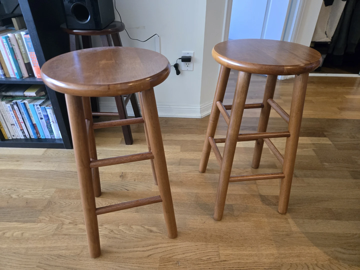 Set of Two Wooden Bar Stools