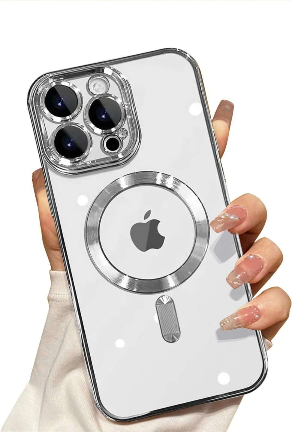 iPhone 13 Pro Magnetic Phone  Case Clear Silver