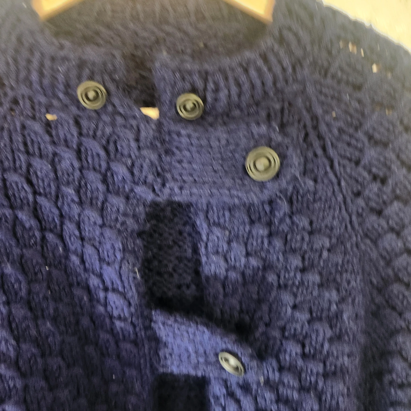 Navy Blue Knit Button-Up Cape - photo 2