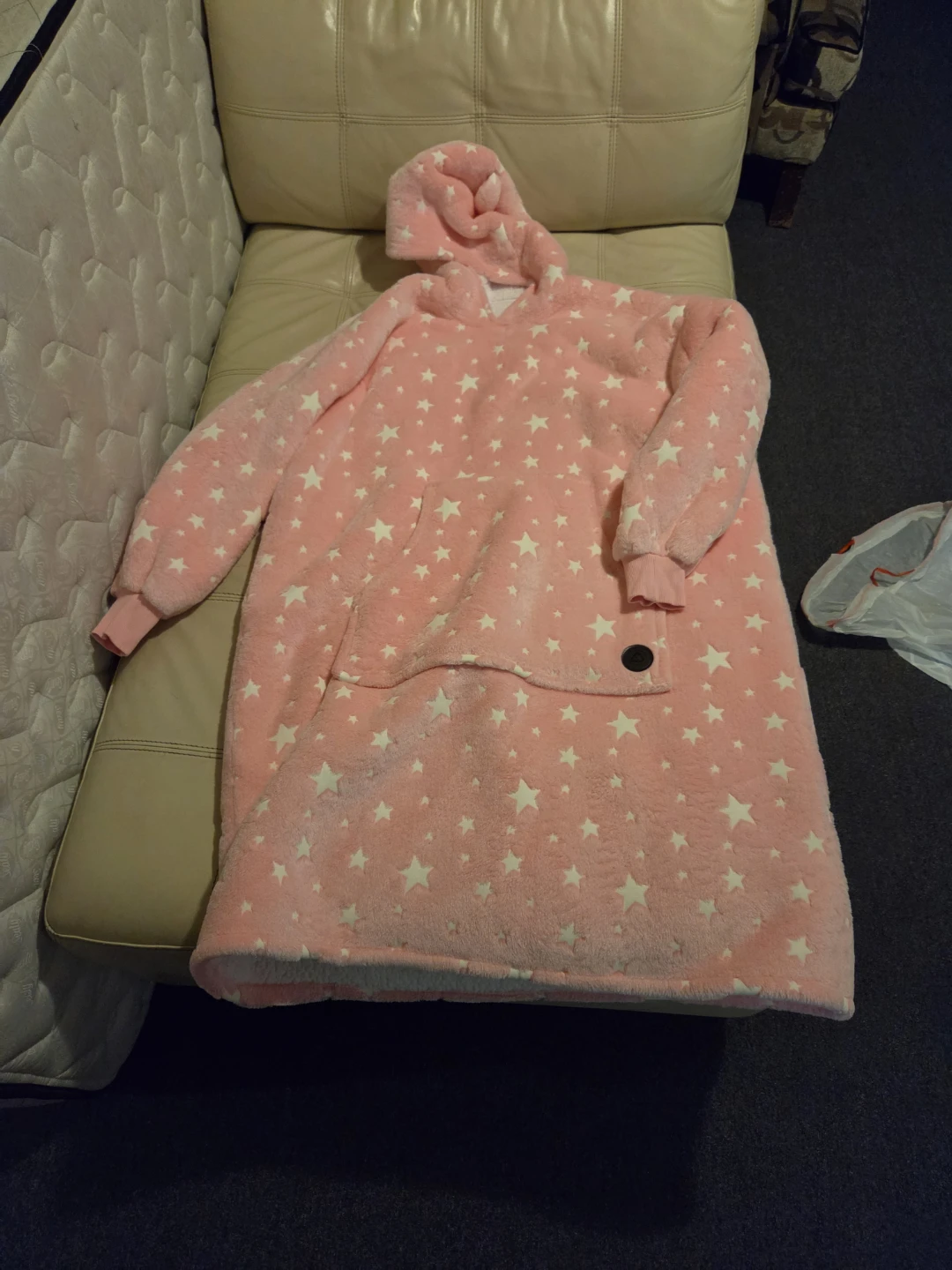 Pink Star Pattern Fleece Blanket Hoodie