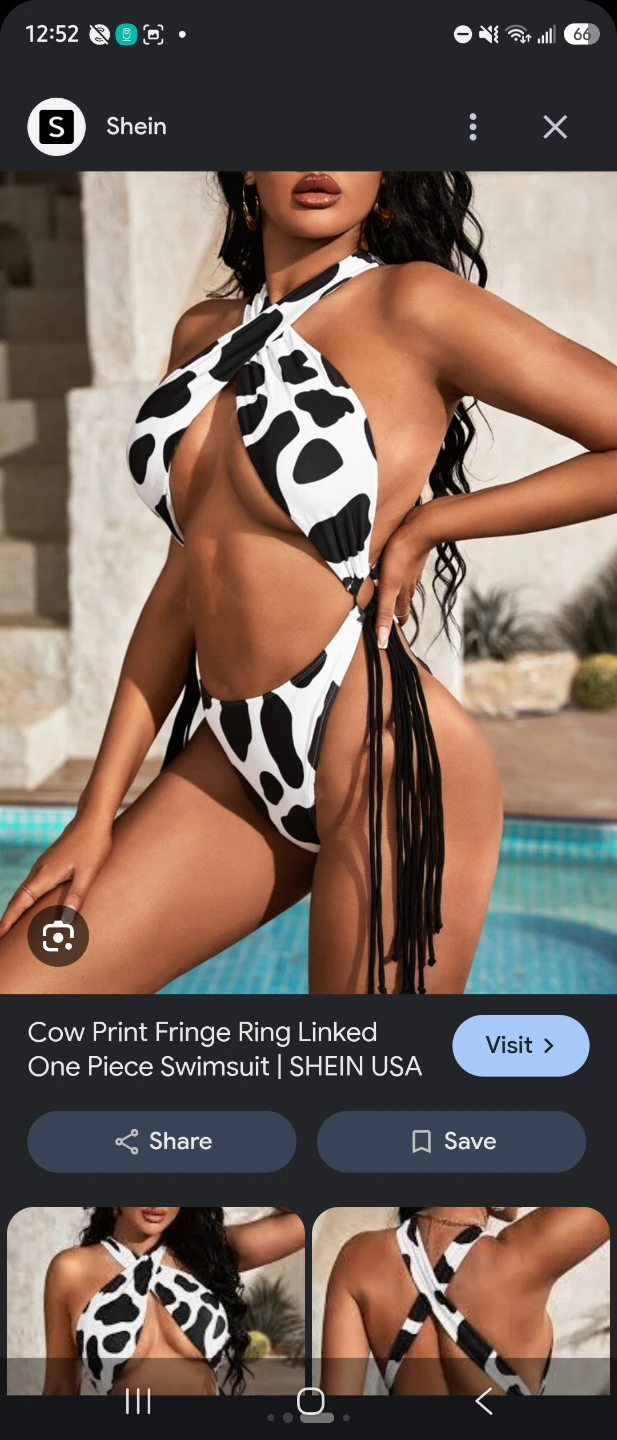 SHEIN Cow Print Fringe Ring One Piece Swimsuit