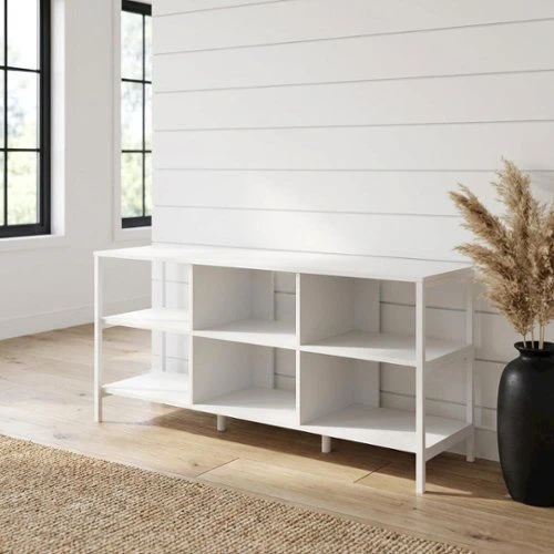 Mesa TV Blanca - White Open Storage Console Table - photo 5