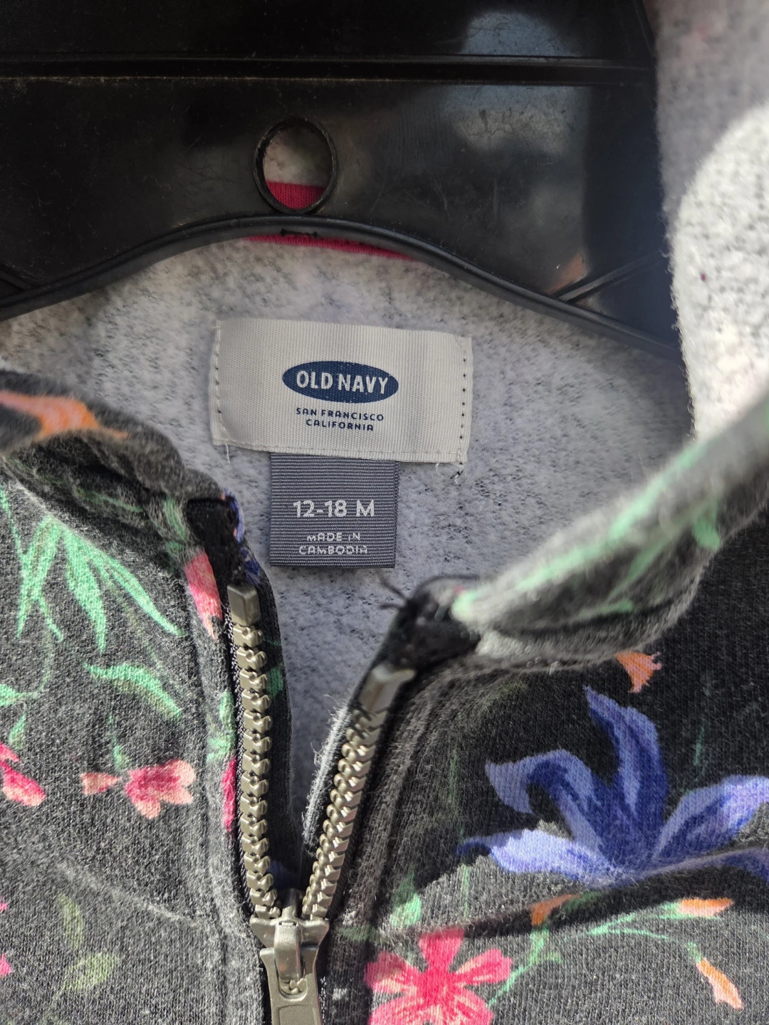 Old Navy Floral Zip-Up Hoodie 12-18M - photo 4