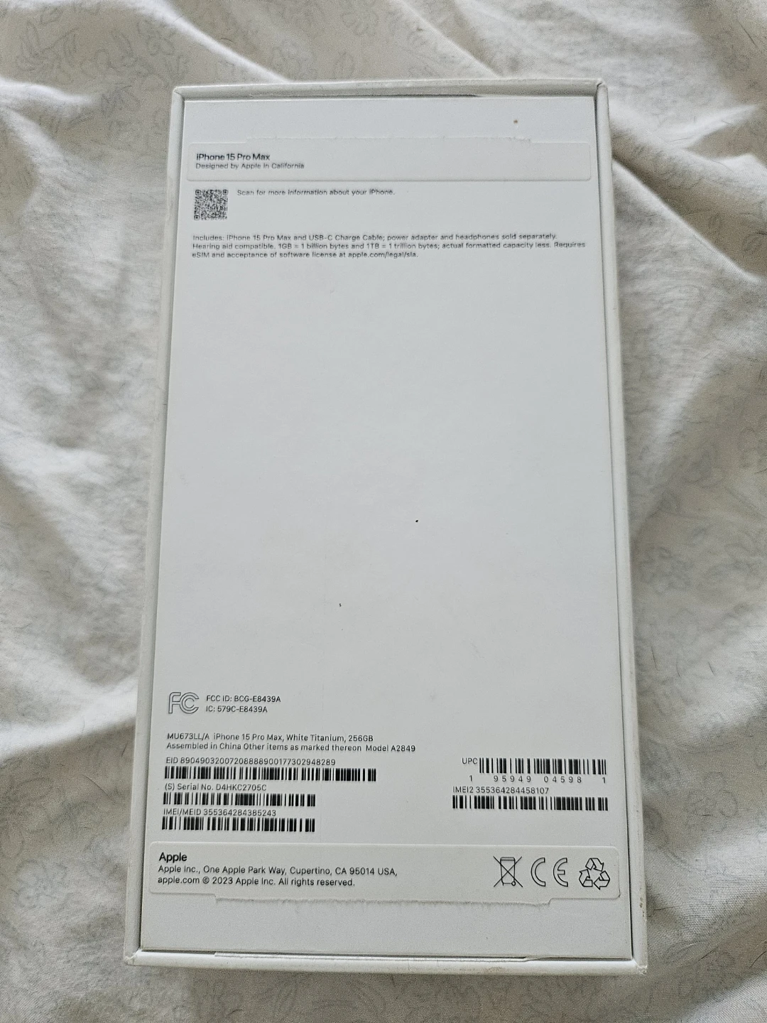 Apple iPhone 15 Pro Max 256GB White Titanium BOX ONLY!!! - photo 2