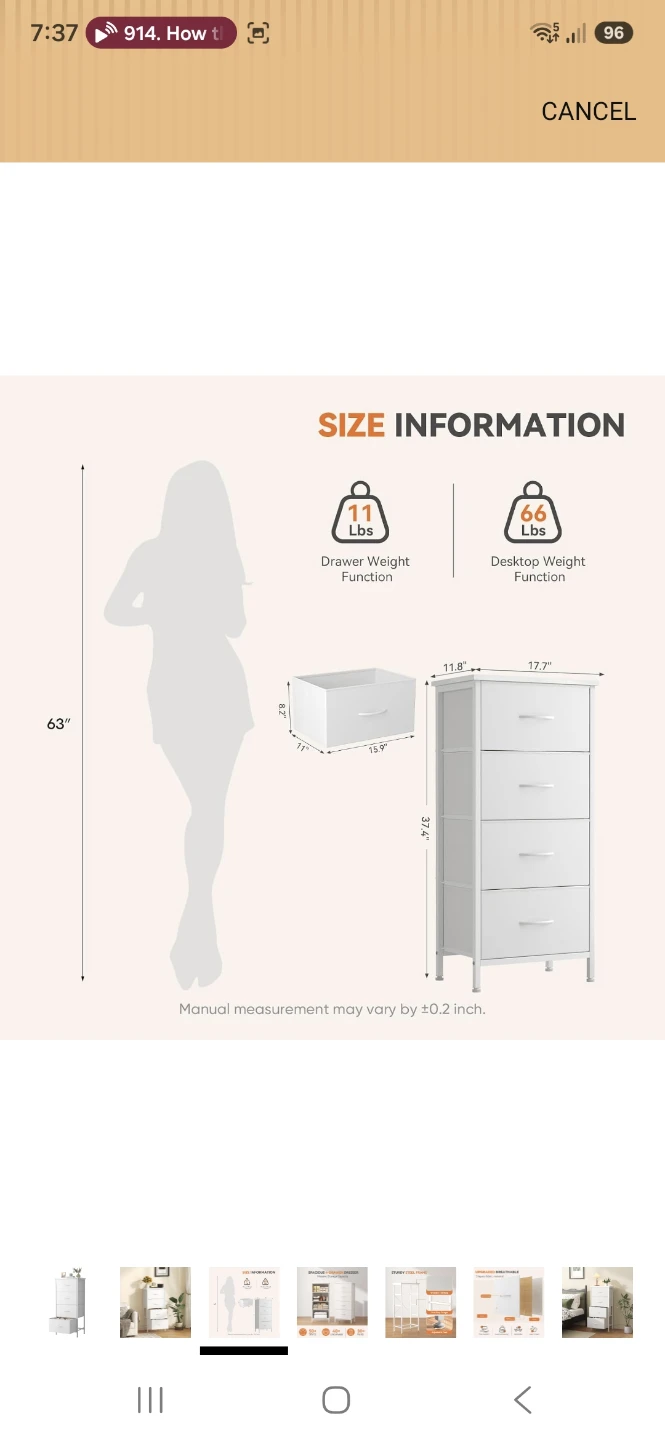 4-Drawer Vertical Fabric Dresser Storage Tower - photo 2