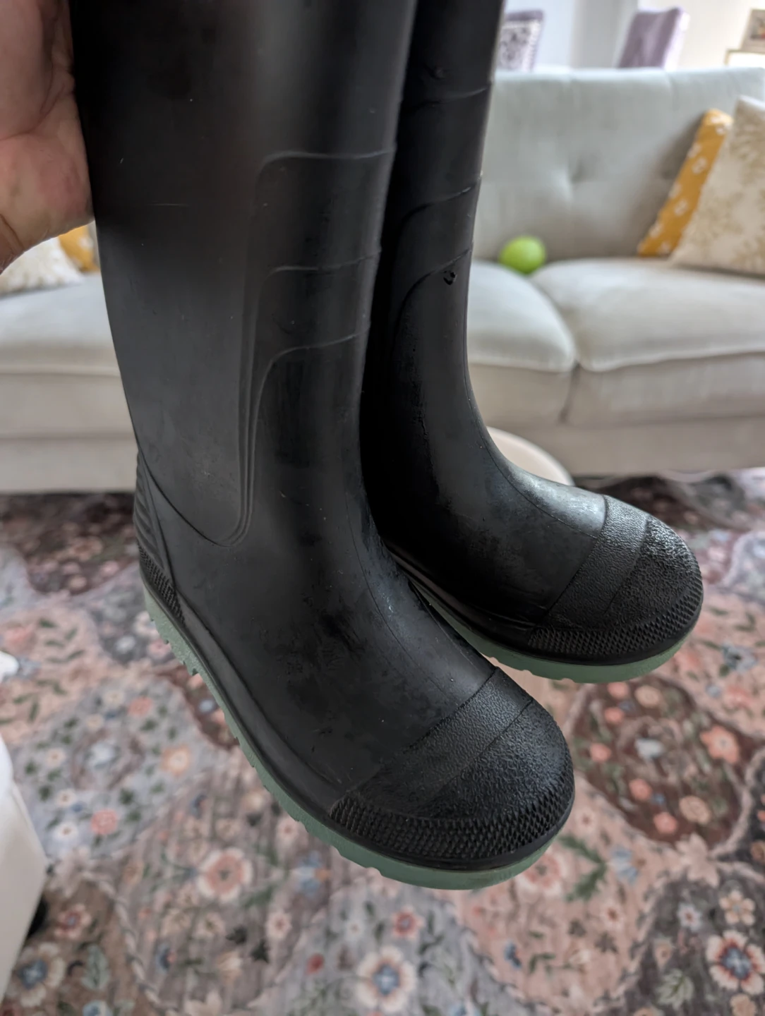 Black Rubber Rain Boots Size 13 - photo 3