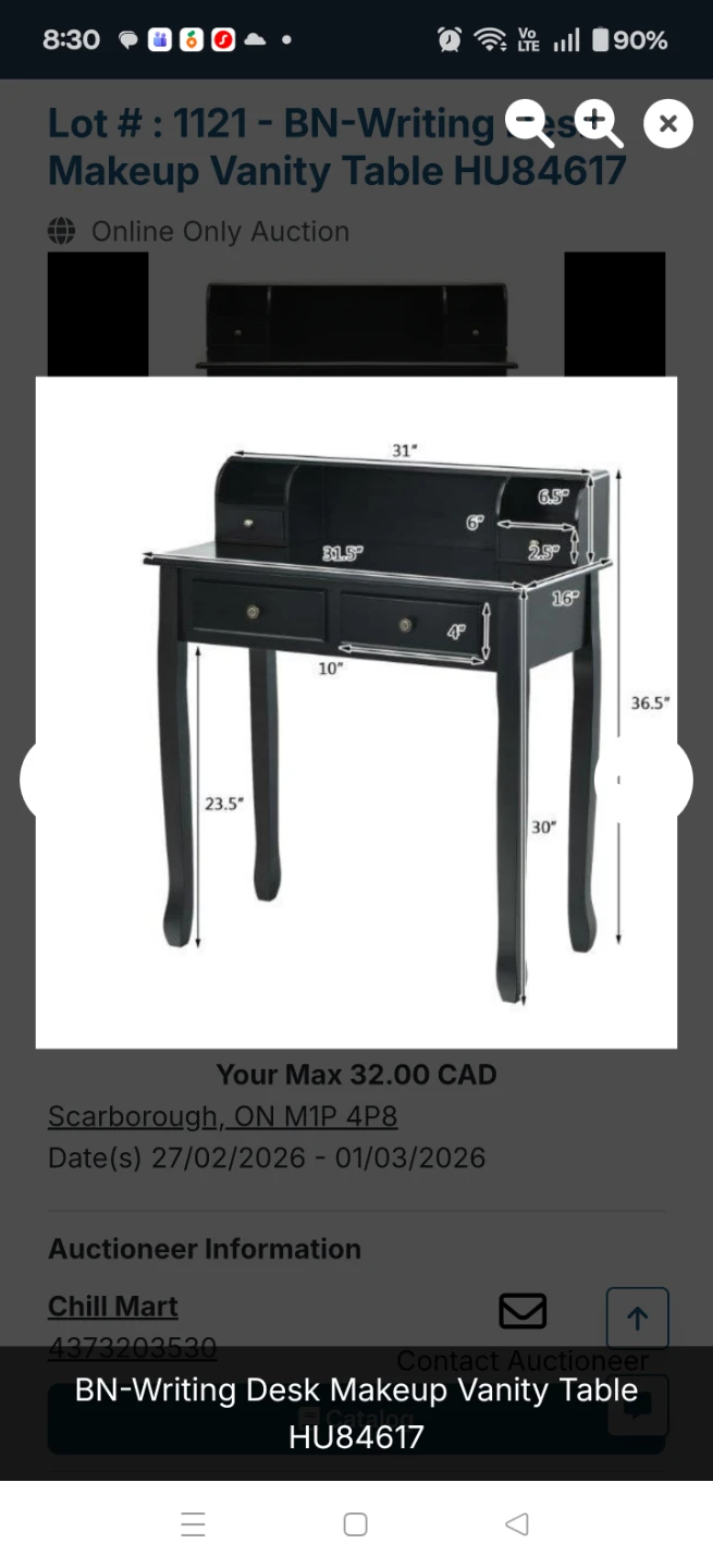Black Writing Desk and Makeup Vanity Table