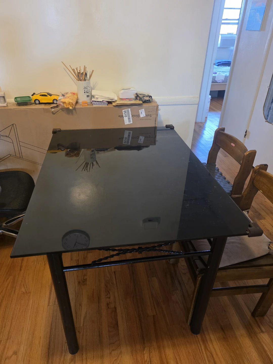 Dining table with glass top