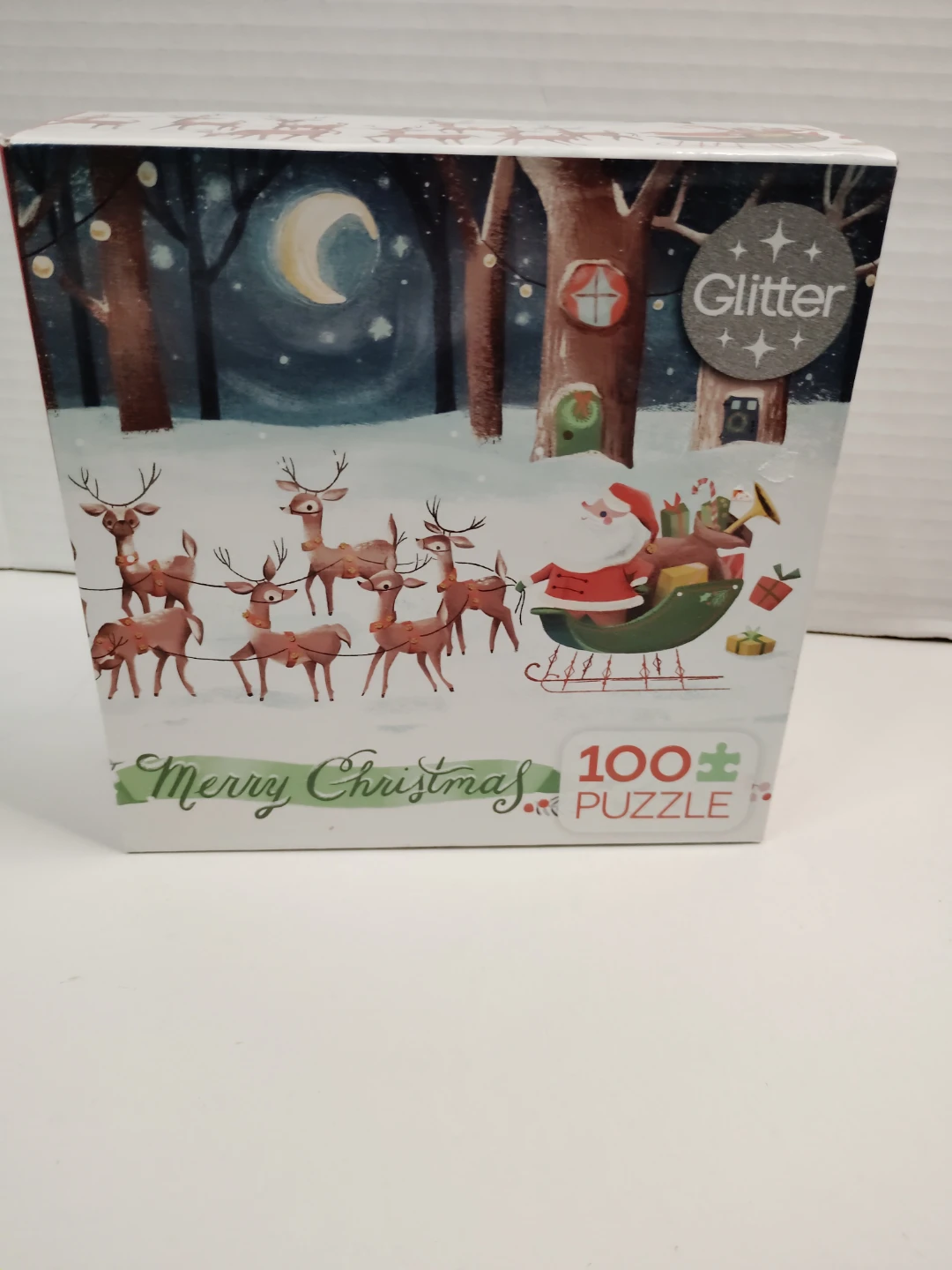 Merry Christmas Glitter Jigsaw Puzzle 100 Pieces