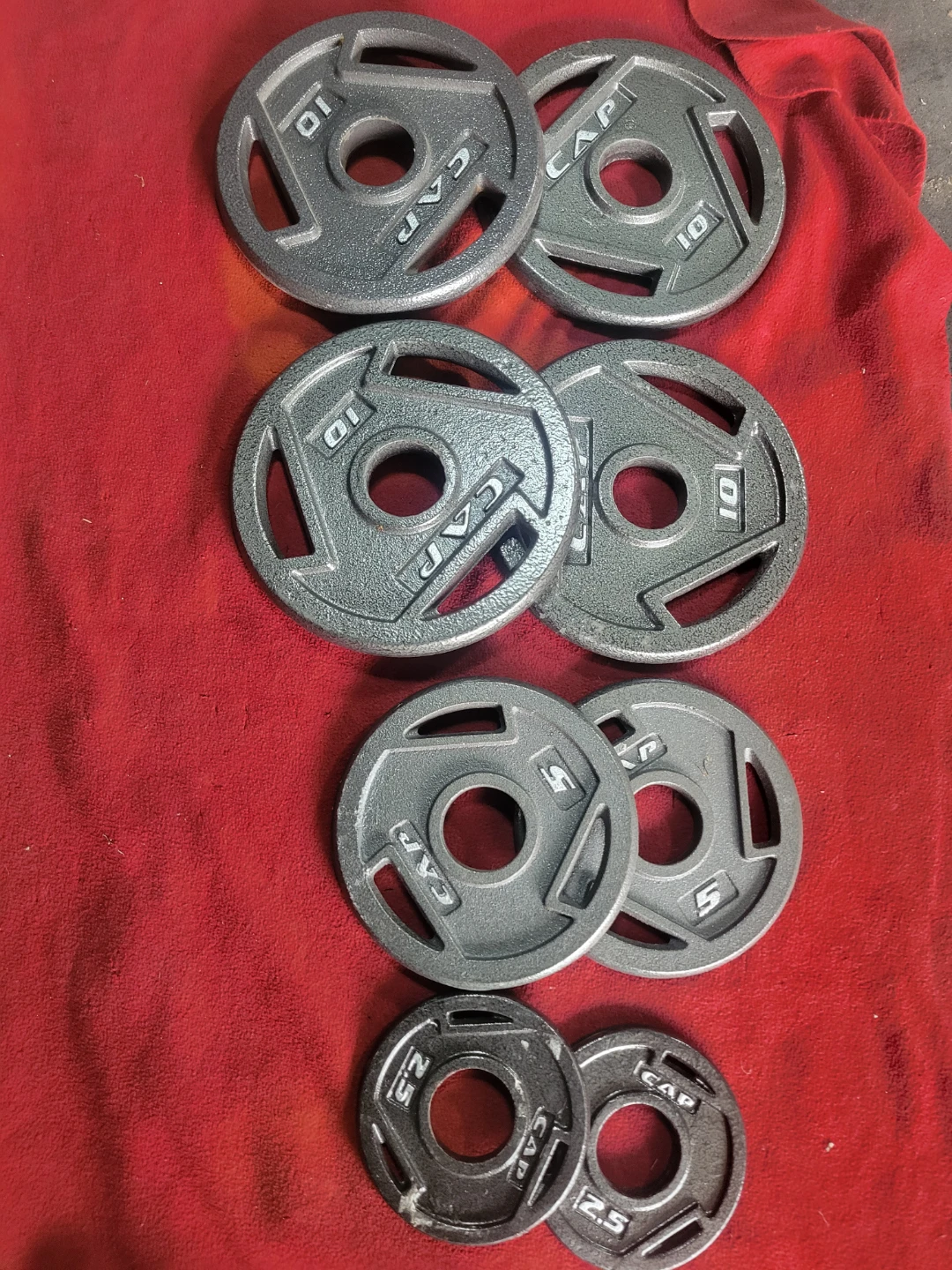 CAPS. OLYMPIC.  2" HOLE  55LB PLATES TOTAL - photo 2